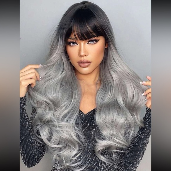 Long W/ Bangs Ombré Wig 💇‍♀️ - Picture 1 of 4